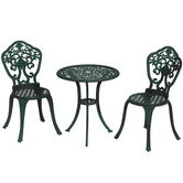 Outsunny Set bistrot pentru grădină din aluminiu, mobilier grădină 3 piese 2 scaune + masă rotundă imitație fier forjat | Aosom Romania