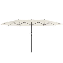 Outsunny Umbrelă dublă 436 x 260 cm, Protecție UV, Umbrelă de oțel cu manivelă, Ovală Bej | Aosom Romania