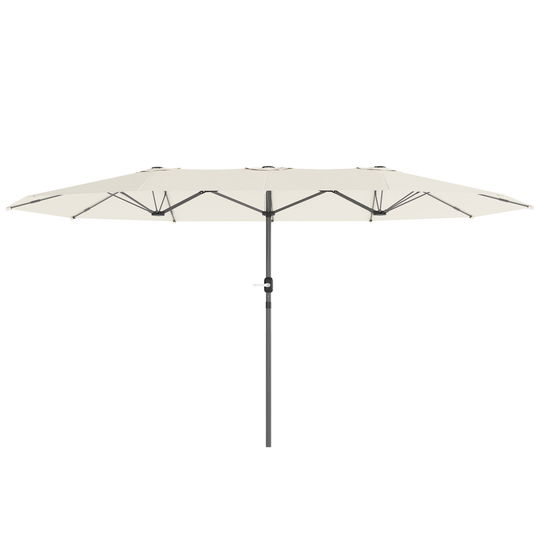 Outsunny Umbrelă dublă 436 x 260 cm, Protecție UV, Umbrelă de oțel cu manivelă, Ovală Bej | Aosom Romania