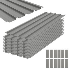 Outsunny Lot de 12 panouri din oțel galvanizat Rezistente la Intemperii, gri deschis, dim. unui panou 129L x 45l cm | Aosom Romania