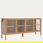 Comoda Magia, Homla, 180x40x80 cm, lemn/MDF/sticla temperata, natur