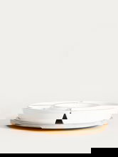 Platou servire cu tava rotativa Fincan, Homla, 30 cm, portelan/bambus, multicolor
