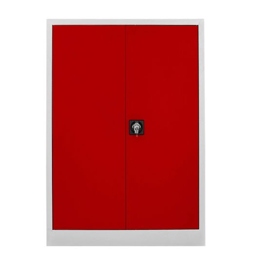 Dulap de depozitare cu incuietoare, Shelvoria, Js1002Kı, 92x130x40 cm, Otel, Gri/Roșu