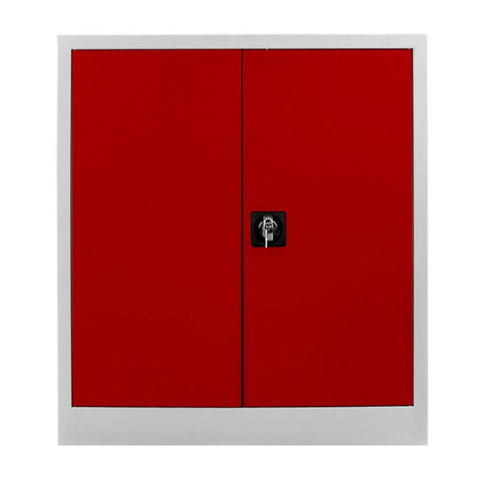 Dulap de depozitare cu incuietoare, Shelvoria,  Js1003Kı, 92x100x40 cm, Otel, Gri/Roșu