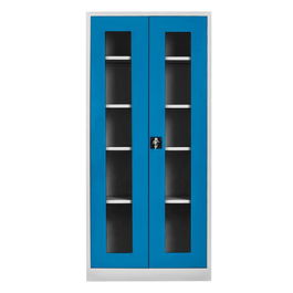 Dulap de depozitare cu incuietoare, Shelvoria, Js1005Ma, 92x198x40 cm, Otel, Gri/Albastru
