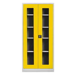 Dulap de depozitare cu incuietoare, Shelvoria,  Js1005Sa, 92x198x40 cm, Otel, Gri / Galben