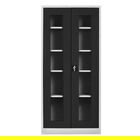Dulap de depozitare cu incuietoare, Shelvoria, Js1005Sı, 92x198x40 cm, Otel, Gri/Negru
