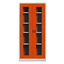 Dulap de depozitare cu incuietoare, Shelvoria, Js1005Tu, 92x198x40 cm, Otel, Gri / Portocaliu