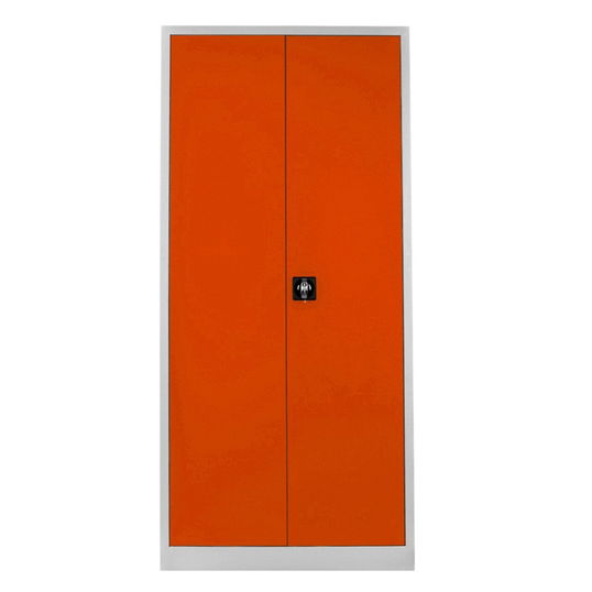 Dulap de depozitare cu incuietoare, Shelvoria, Js1008Tu, 92x198x40 cm, Otel, Gri / Portocaliu