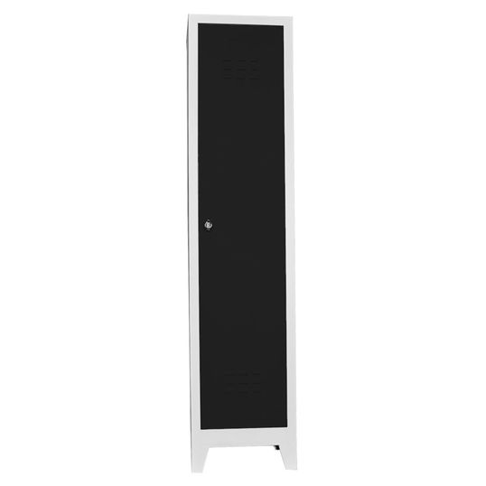 Dulap de depozitare cu incuietoare, Shelvoria, Js1009Sı, 41x185x40 cm, Otel, Gri/Negru