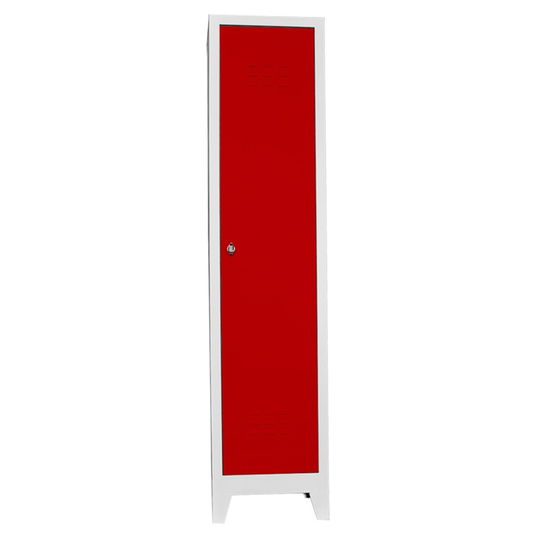 Dulap de depozitare cu incuietoare, Shelvoria, Js1009Kı, 41x185x40 cm, Otel, Gri/Roșu