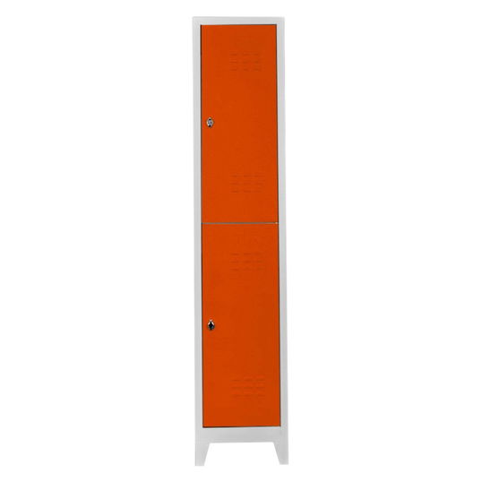 Dulap de depozitare cu incuietoare, Shelvoria, Js1010Tu, 41x200x40 cm, Otel, Gri / Portocaliu