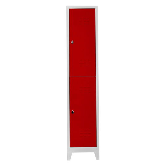 Dulap de depozitare cu incuietoare, Shelvoria, Js1010Kı, 41x200x40 cm, Otel, Gri/Roșu