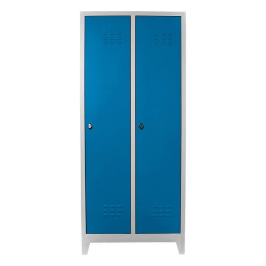 Dulap de depozitare cu incuietoare, Shelvoria, Js1011Ma, 79x185x40 cm, Otel, Gri/Albastru