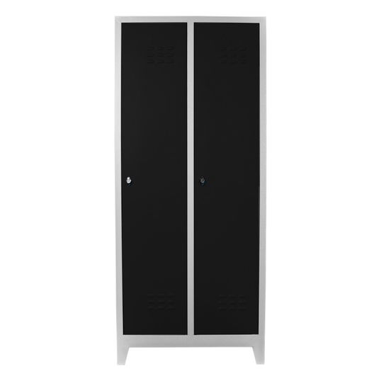 Dulap de depozitare cu incuietoare, Shelvoria, Js1011Sı, 79x185x40 cm, Otel, Gri/Negru