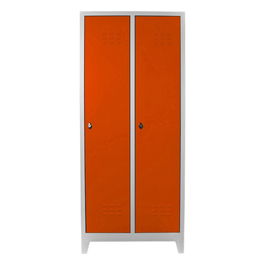 Dulap de depozitare cu incuietoare, Shelvoria, Js1011Tu, 79x185x40 cm, Otel, Gri / Portocaliu