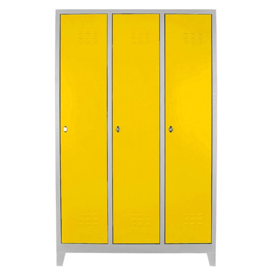 Dulap de depozitare cu incuietoare, Shelvoria, Js1012Sa, 117x185x40 cm, Otel, Gri / Galben