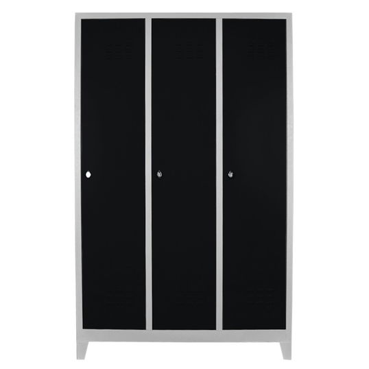 Dulap de depozitare cu incuietoare, Shelvoria, Js1012Sı, 117x185x40 cm, Otel, Gri/Negru