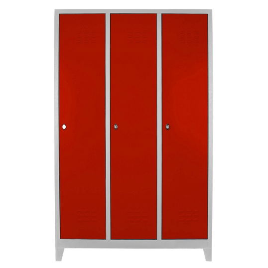 Dulap de depozitare cu incuietoare, Shelvoria, Js1012Kı, 117x185x40 cm, Otel, Gri/Roșu
