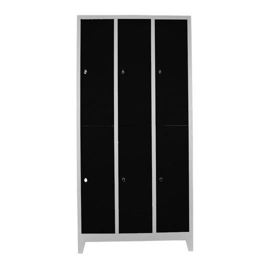 Dulap de depozitare cu incuietoare, Shelvoria, Js1014Sı, 117x200x40 cm, Otel, Gri/Negru