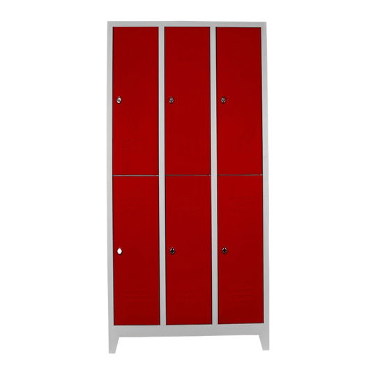 Dulap de depozitare cu incuietoare, Shelvoria, Js1014Kı, 117x200x40 cm, Otel, Gri/Roșu