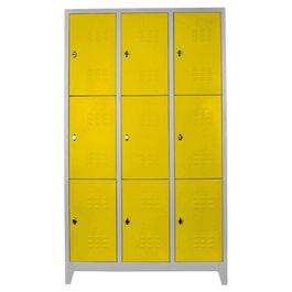 Dulap de depozitare cu incuietoare, Shelvoria, Js1015Sa, 117x200x40 cm, Otel, Gri / Galben