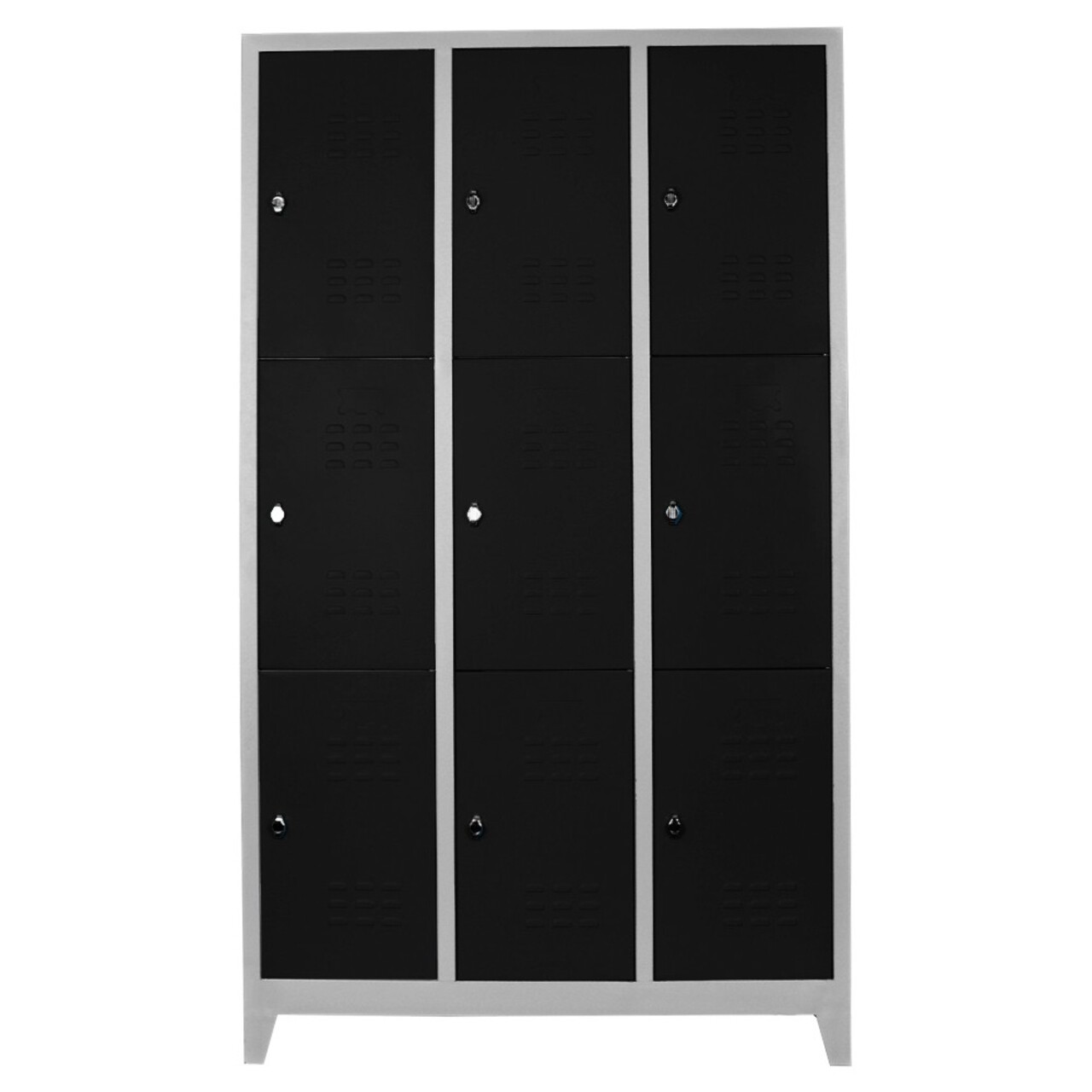 Dulap de depozitare cu incuietoare, Shelvoria, Js1015Sı, 117x200x40 cm, Otel, Gri/Negru