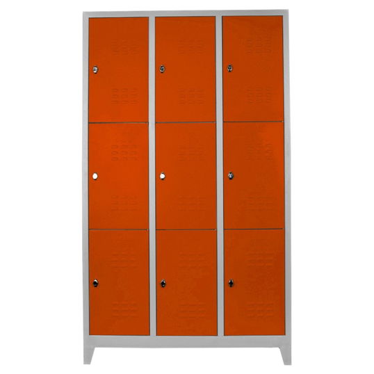 Dulap de depozitare cu incuietoare, Shelvoria, Js1015Tu, 117x200x40 cm, Otel, Gri / Portocaliu