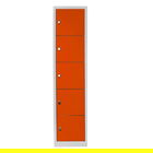 Dulap de depozitare cu incuietoare, Shelvoria, Js1016Tu, 41x170x40 cm, Otel, Gri / Portocaliu