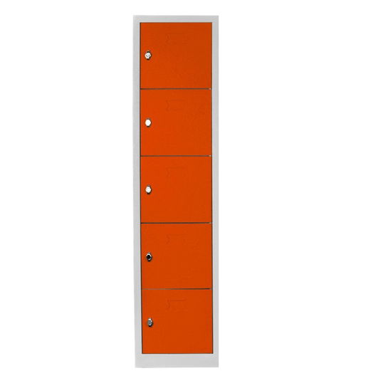 Dulap de depozitare cu incuietoare, Shelvoria, Js1016Tu, 41x170x40 cm, Otel, Gri / Portocaliu