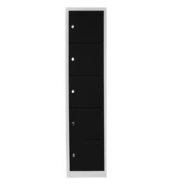 Dulap de depozitare cu incuietoare, Shelvoria, Js1016Sı, 41x170x40 cm, Otel, Gri/Negru