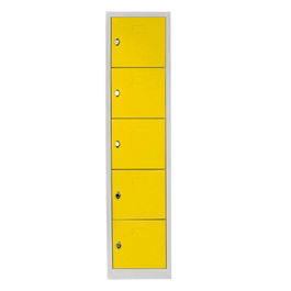 Dulap de depozitare cu incuietoare, Shelvoria, Js1016Sa, 41x170x40 cm, Otel, Gri / Galben