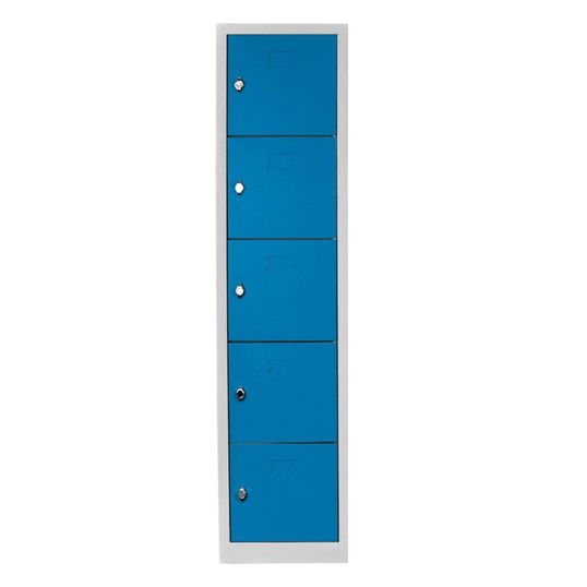 Dulap de depozitare cu incuietoare, Shelvoria, Js1016Ma, 41x170x40 cm, Otel, Gri/Albastru