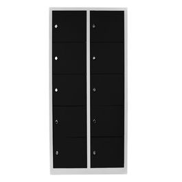 Dulap de depozitare cu incuietoare, Shelvoria, Js1017Sı, 79x170x40 cm, Otel, Gri/Negru