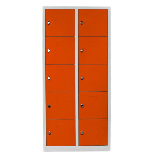 Dulap de depozitare cu incuietoare, Shelvoria, Js1017Tu, 79x170x40 cm, Otel, Gri / Portocaliu