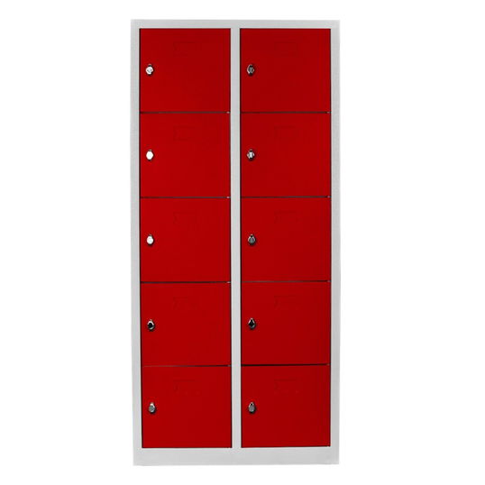 Dulap de depozitare cu incuietoare, Shelvoria, Js1017Kı, 79x170x40 cm, Otel, Gri/Roșu