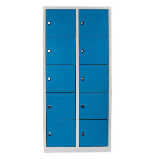 Dulap de depozitare cu incuietoare, Shelvoria, Js1017Ma, 79x170x40 cm, Otel, Gri/Albastru