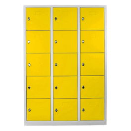 Dulap de depozitare cu incuietoare, Shelvoria, Js1018Sa, 117x170x40 cm, Otel, Gri / Galben