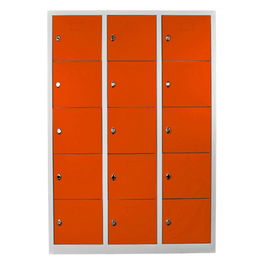 Dulap de depozitare cu incuietoare, Shelvoria, Js1018Tu, 117x170x40 cm, Otel, Gri / Portocaliu