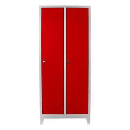 Dulap de depozitare cu incuietoare, Shelvoria, Js1028Kı, 67x185x37 cm, Otel, Gri/Roșu