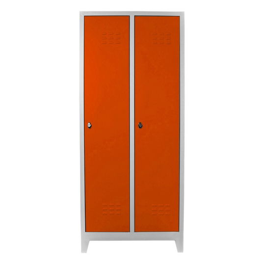 Dulap de depozitare cu incuietoare, Shelvoria, Js1028Tu, 67x185x37 cm, Otel, Gri / Portocaliu