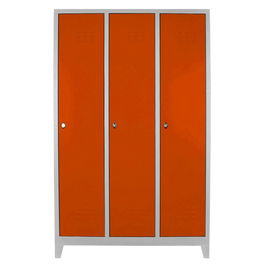 Dulap de depozitare cu incuietoare, Shelvoria, Js1027Tu, 97x185x37 cm, Otel, Gri / Portocaliu