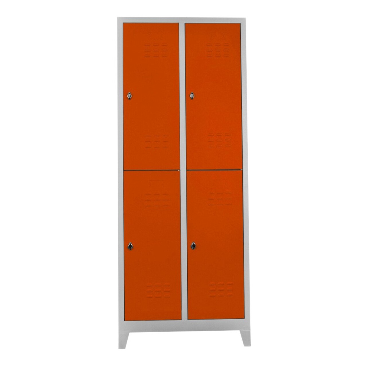 Dulap de depozitare cu incuietoare, Shelvoria,  Js1026Tu, 67x200x37 cm, Otel, Gri / Portocaliu