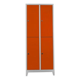 Dulap de depozitare cu incuietoare, Shelvoria,  Js1026Tu, 67x200x37 cm, Otel, Gri / Portocaliu