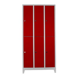Dulap de depozitare cu incuietoare, Shelvoria, Js1025Kı, 97x200x37 cm, Otel, Gri/Roșu