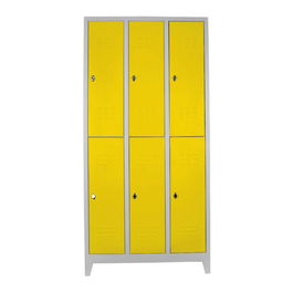 Dulap de depozitare cu incuietoare, Shelvoria, Js1025Sa, 97x200x37 cm, Otel, Gri / Galben