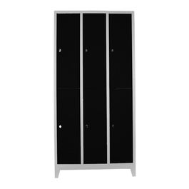 Dulap de depozitare cu incuietoare, Shelvoria, Js1025Sı, 97x200x37 cm, Otel, Gri/Negru