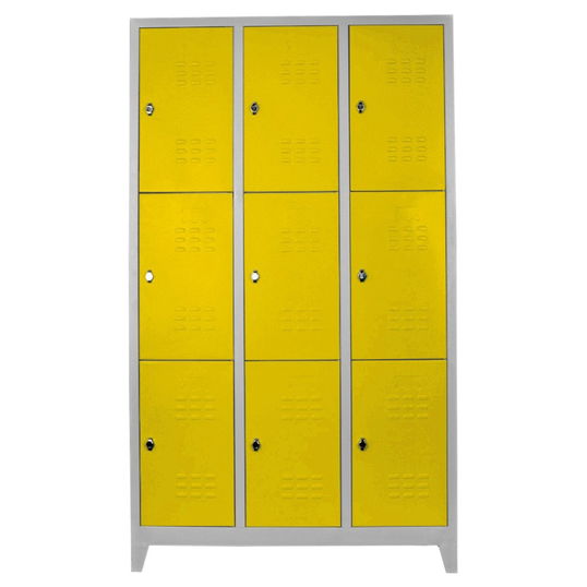 Dulap de depozitare cu incuietoare, Shelvoria, Js1024Sa, 97x200x37 cm, Otel, Gri / Galben
