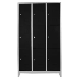 Dulap de depozitare cu incuietoare, Shelvoria, Js1024Sı, 97x200x37 cm, Otel, Gri/Negru