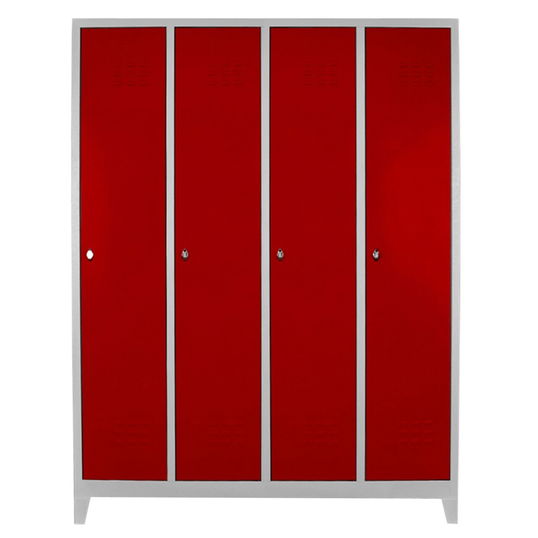 Dulap de depozitare cu incuietoare, Shelvoria, Js1029Kı, 128x185x37 cm, Otel, Gri/Roșu